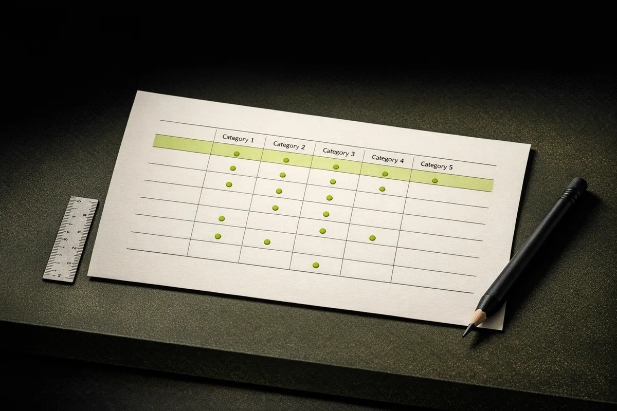 Top fünf offshore Casino Vergleichsmatrix Illustration mit editorial ranking chart